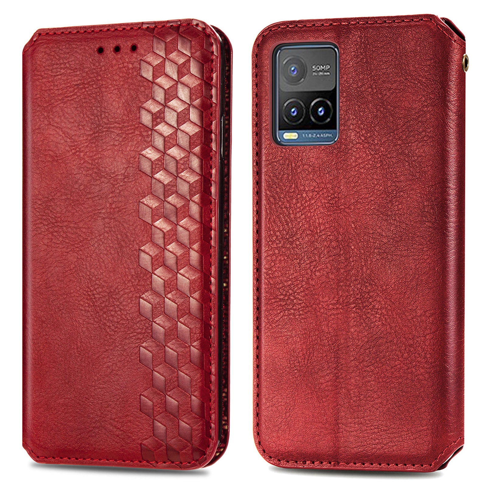 For vivo Y21 4G Y21s Y33s Imprinting Rhombus Magnetic Auto-Absorbed Leather Phone Case Stand Wallet Flip Cover For vivo Y21 4G Y21s Y33s Imprinting Rhombus Magnetic Auto-Absorbed Leather Phone Case Stand Wallet Flip Cover